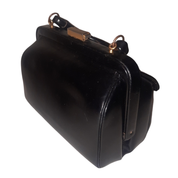 ROBERTA DI CAMERINO Vintage Leather Bagonghi Bag w/ Velvet Trim Black/Grey - Picture 10 of 13